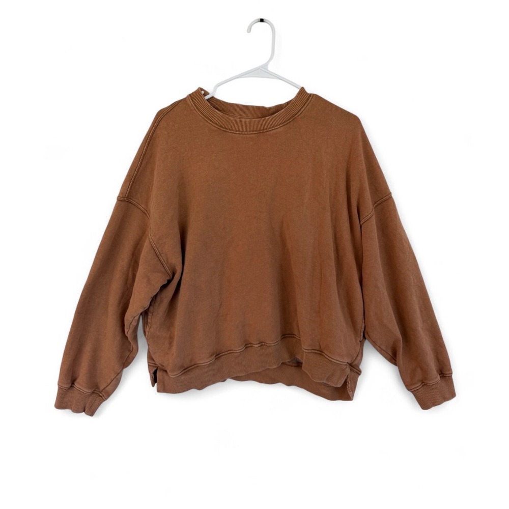 Free People Movement Pullover Sweater Brown Crewneck Oversized Sweatshirt